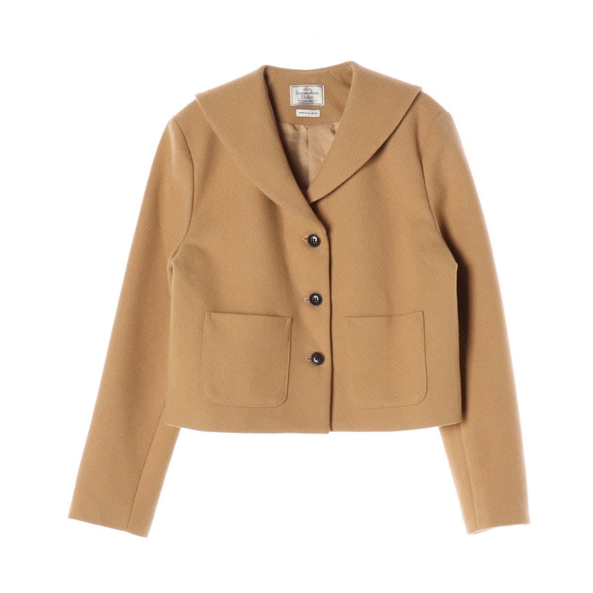 썸웨어버터 24FW 울80% 카멜 베이지 티아 세일러 카라 숏 코트 재킷 이미지 1