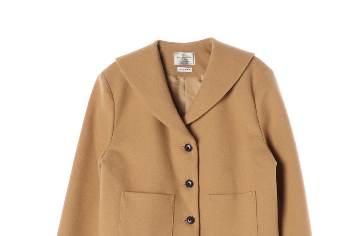 썸웨어버터 24FW 울80% 카멜 베이지 티아 세일러 카라 숏 코트 재킷 상세 이미지 4