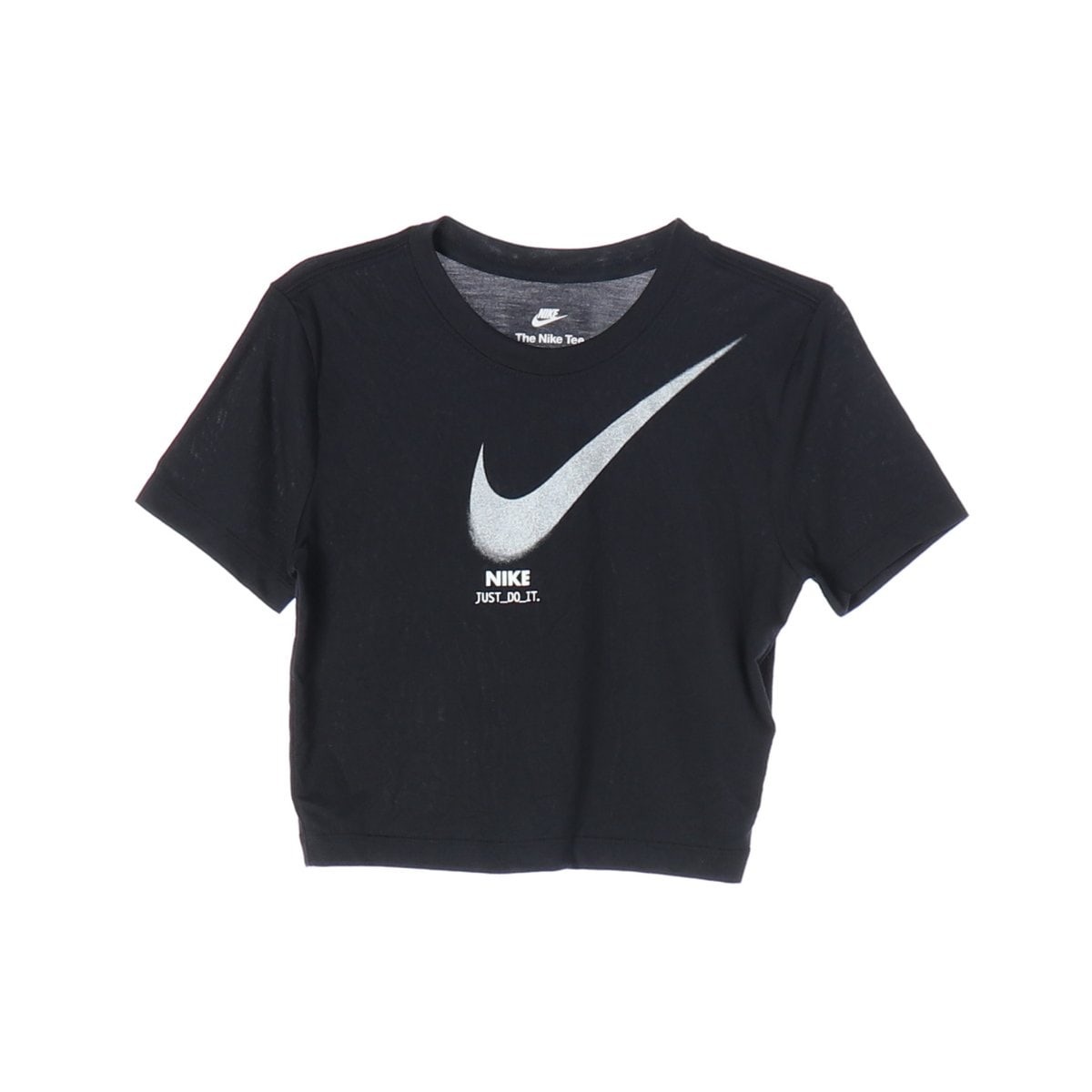 NIKE 나이키 24SS 블랙 스우시 프린팅 반팔 크롭 티셔츠 S 이미지 1