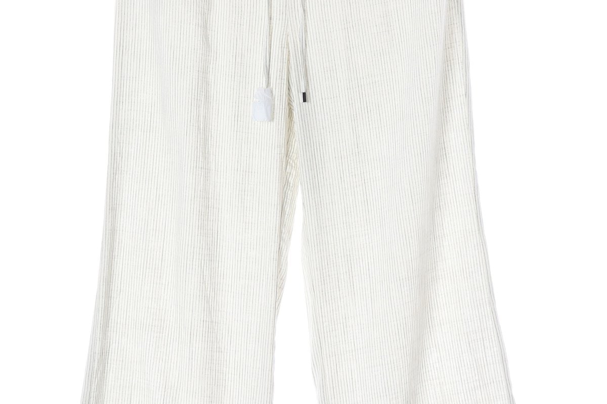 (새상품)ZARA 자라 크림 스트라이프 와이드 밴딩 이지 팬츠 바지 XL 이미지 4