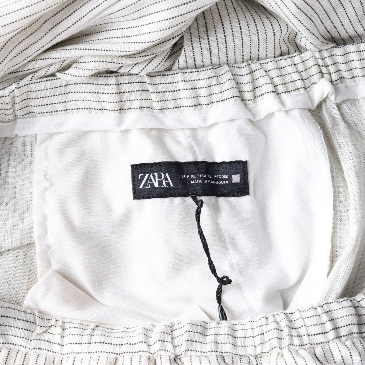 (새상품)ZARA 자라 크림 스트라이프 와이드 밴딩 이지 팬츠 바지 XL 상세 이미지 6