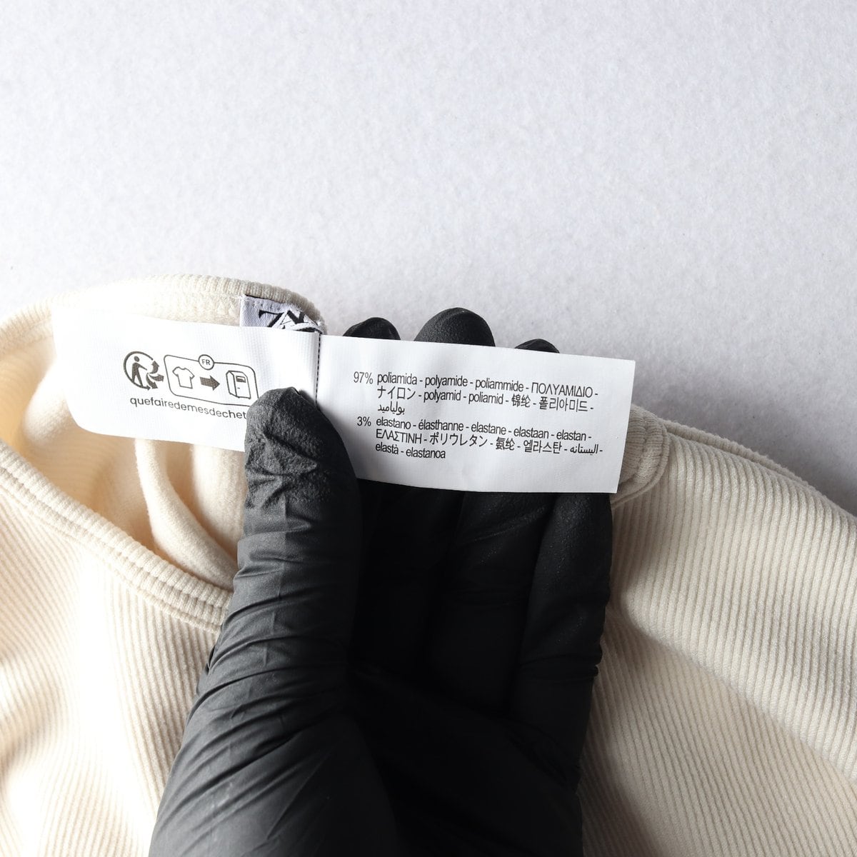 (새상품)ZARA 자라 크림 크루넥 크롭 긴팔 티셔츠 M-L 상세 이미지 6