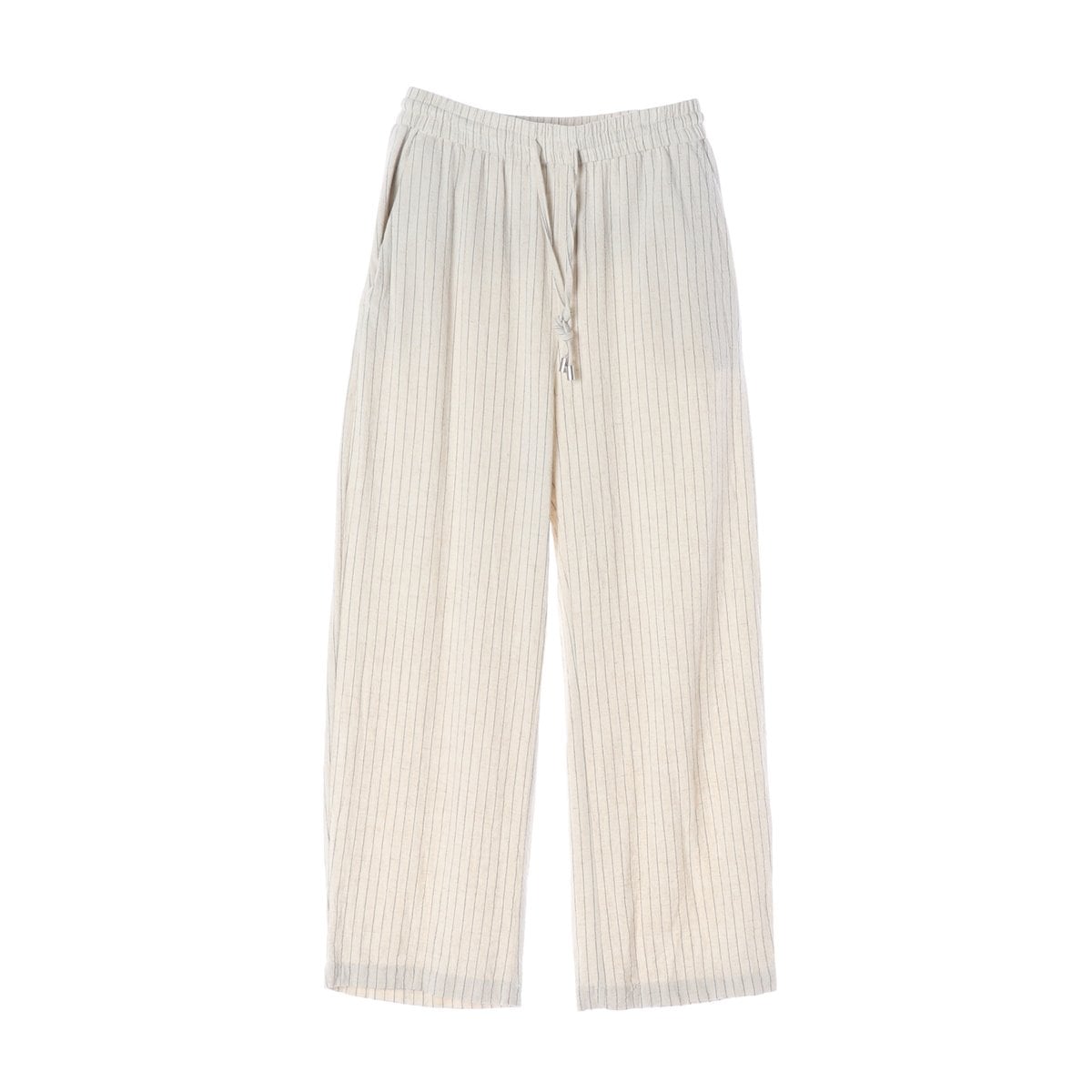 ZARA 자라 린넨 오트밀 스트라이프 밴딩 바지 팬츠 XS 상세 이미지 1