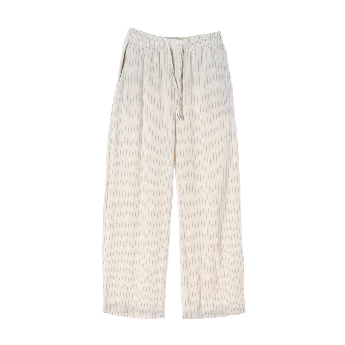 ZARA 자라 린넨 오트밀 스트라이프 밴딩 바지 팬츠 XS 이미지 1