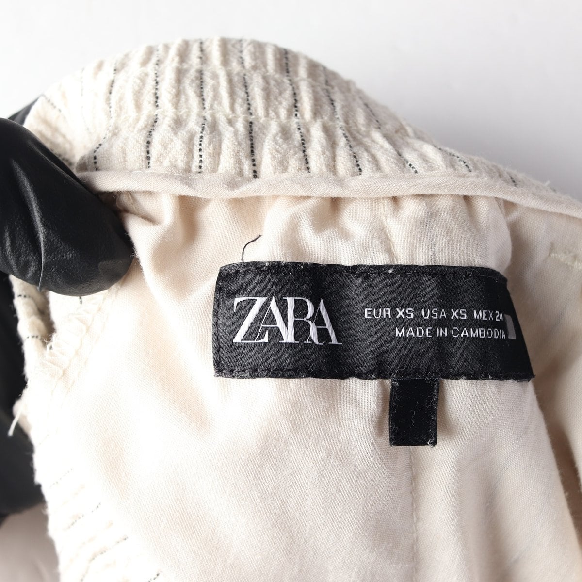 ZARA 자라 린넨 오트밀 스트라이프 밴딩 바지 팬츠 XS 상세 이미지 6