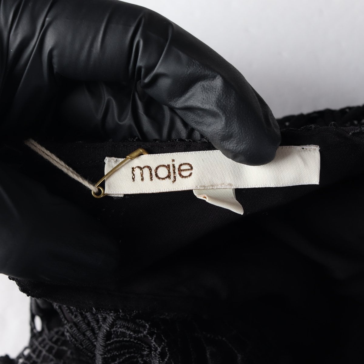 (새상품)MAJE 마쥬 블랙 레이스 레이어드 컷아웃 긴팔 맥시 롱 원피스 상세 이미지 6