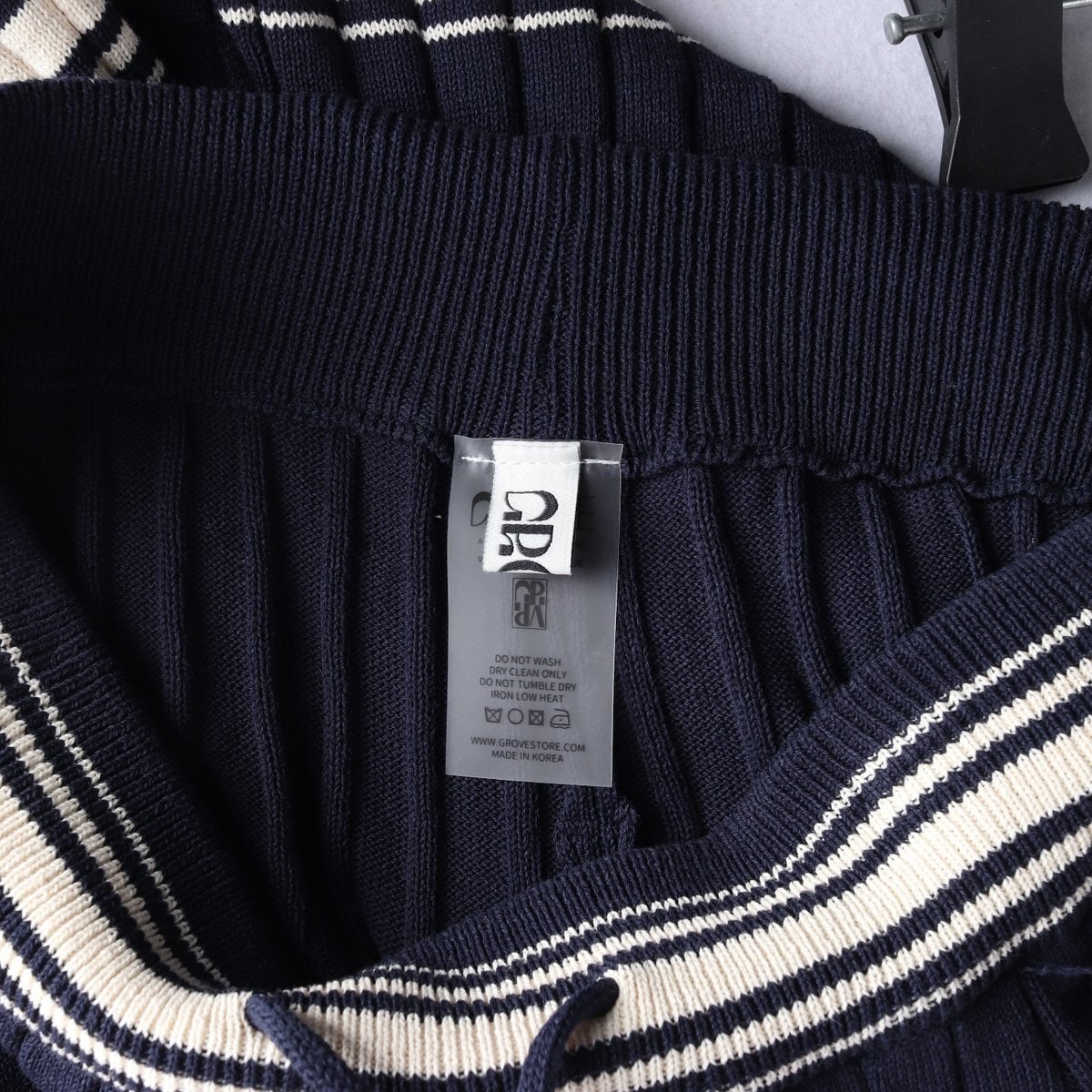 GROVE 그로브 22SS 네이비 니로 팬츠 골지 니트 밴딩 쇼츠 반바지  이미지 5