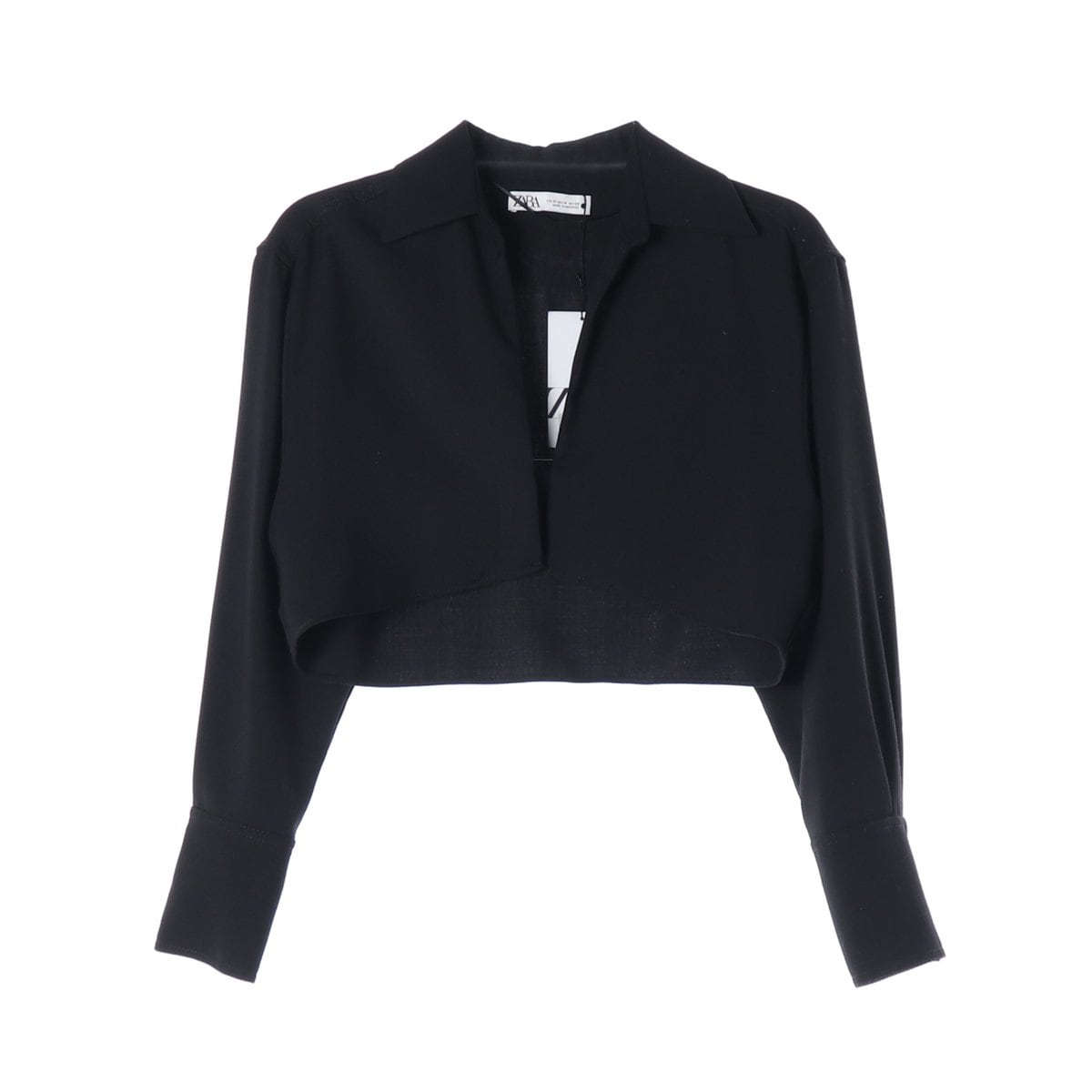 (새상품)ZARA 자라 블랙 카라 크롭 셔츠 재킷 볼레로 자켓 M 상세 이미지 1