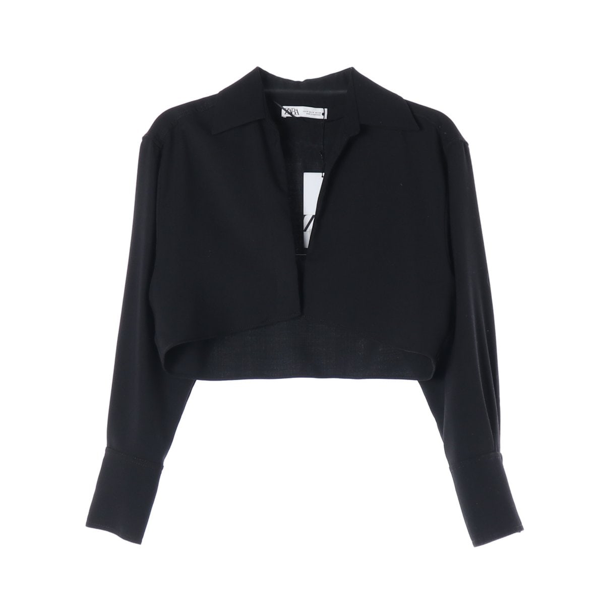 (새상품)ZARA 자라 블랙 카라 크롭 셔츠 재킷 볼레로 자켓 M 이미지 1
