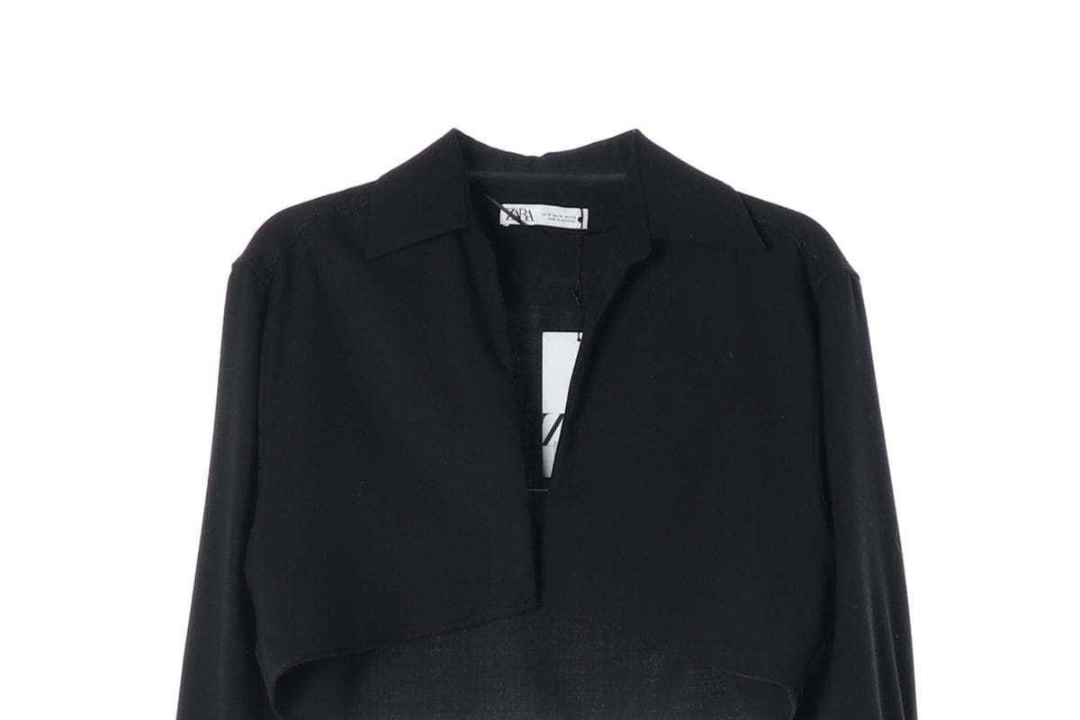 (새상품)ZARA 자라 블랙 카라 크롭 셔츠 재킷 볼레로 자켓 M 상세 이미지 3