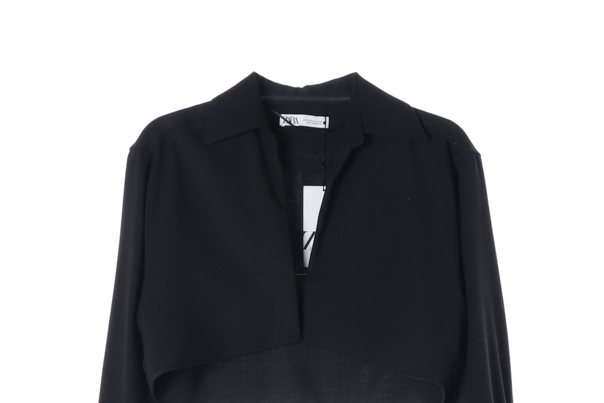 (새상품)ZARA 자라 블랙 카라 크롭 셔츠 재킷 볼레로 자켓 M 이미지 3
