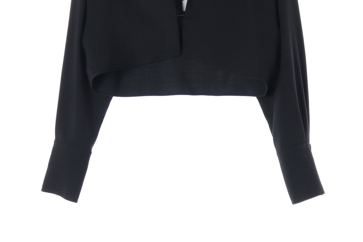 (새상품)ZARA 자라 블랙 카라 크롭 셔츠 재킷 볼레로 자켓 M 상세 이미지 4