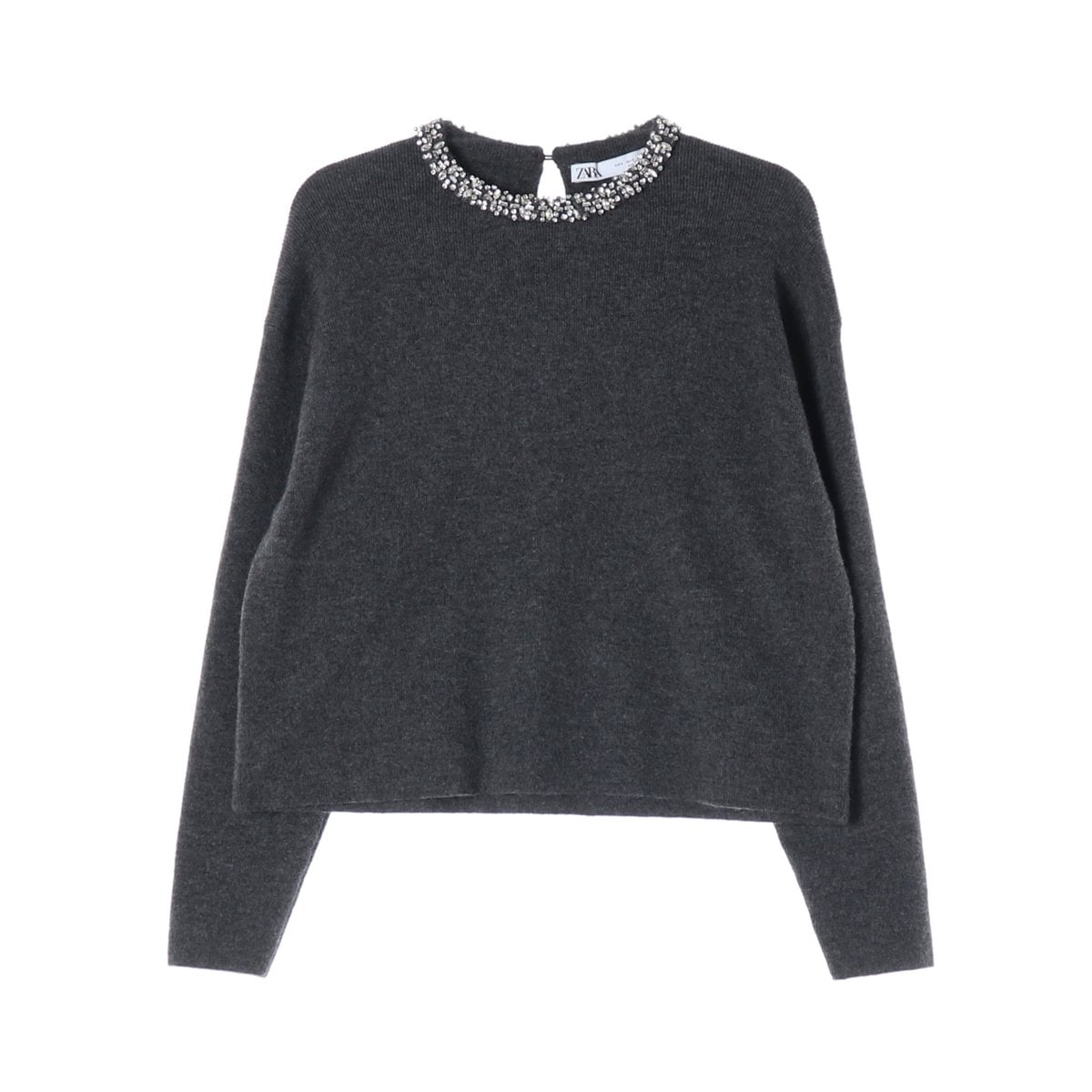 ZARA 자라 차콜 큐빅 목걸이 울 니트 스웨터 S 이미지 1