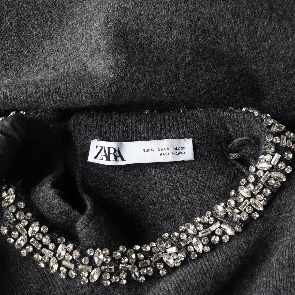 ZARA 자라 차콜 큐빅 목걸이 울 니트 스웨터 S 상세 이미지 5