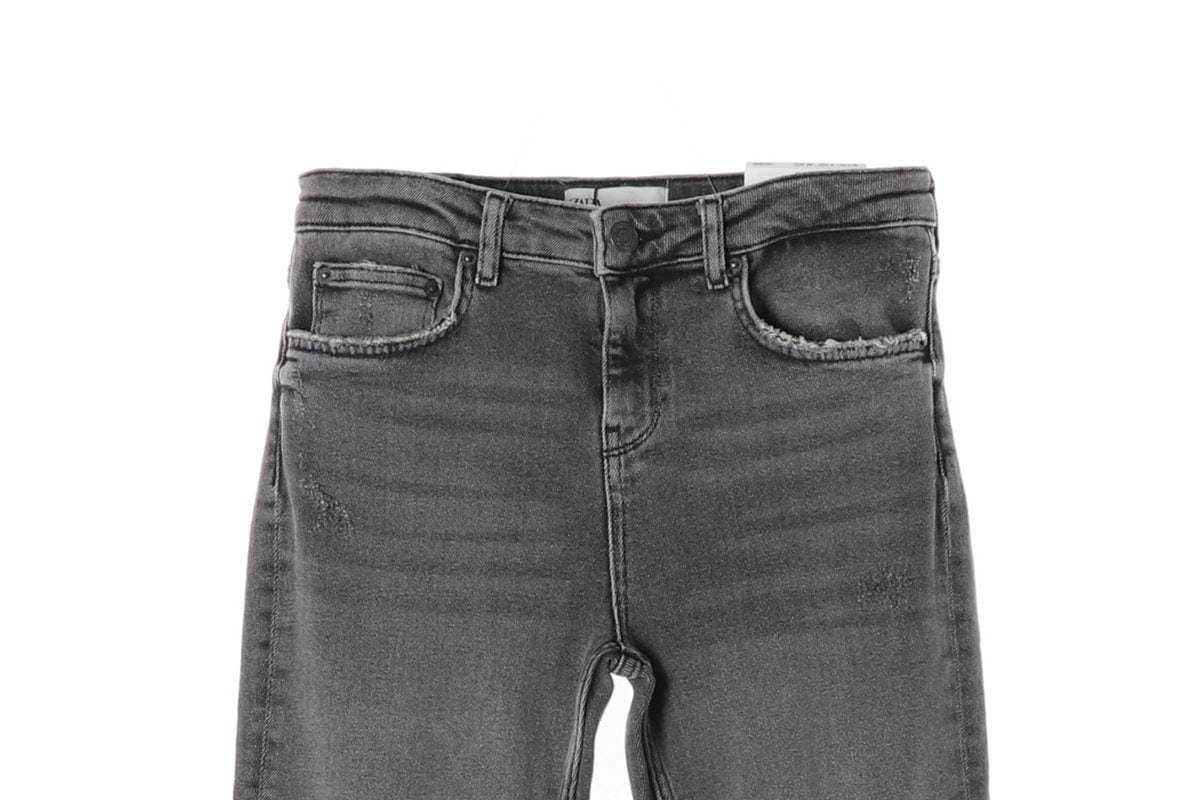 (새상품)ZARA 자라 그레이 워싱 컷아웃 슬림 데님 청바지  이미지 3