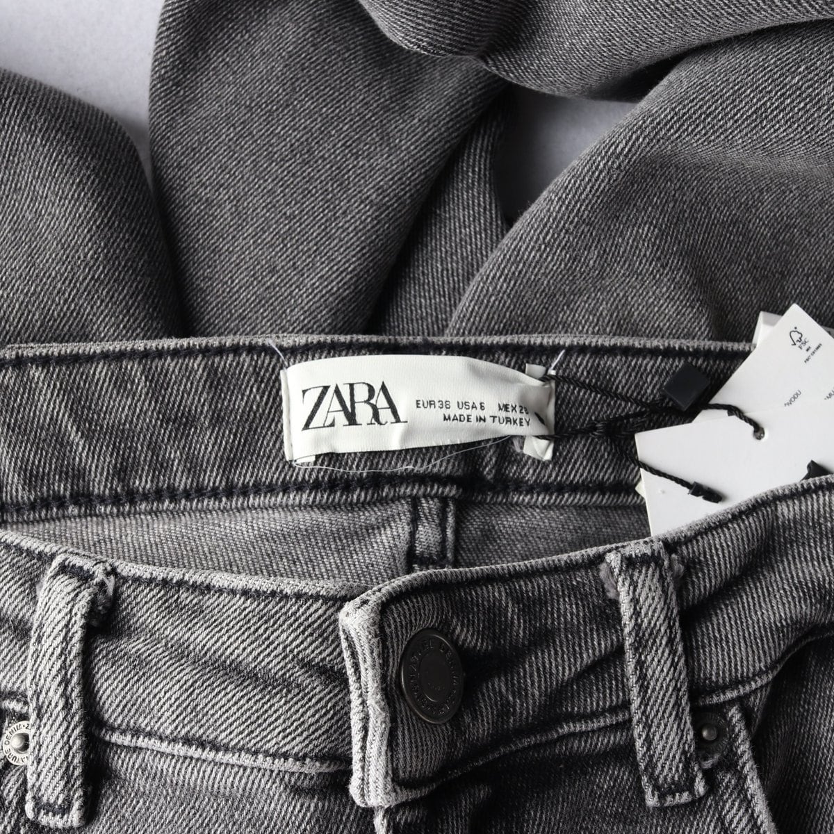 (새상품)ZARA 자라 그레이 워싱 컷아웃 슬림 데님 청바지  상세 이미지 6