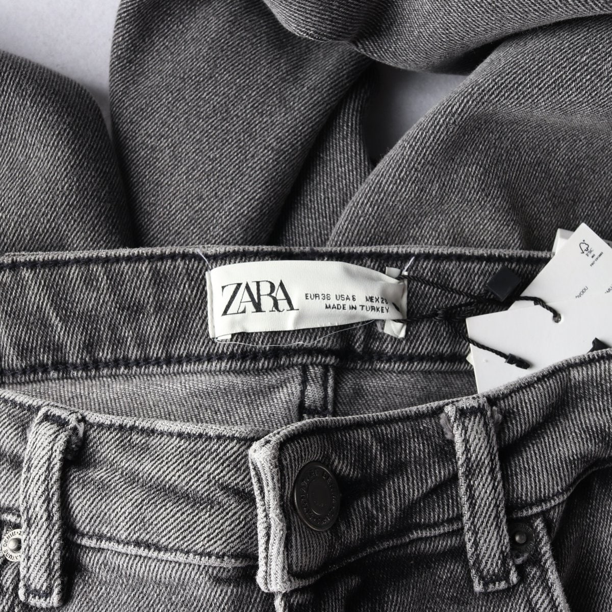 (새상품)ZARA 자라 그레이 워싱 컷아웃 슬림 데님 청바지  이미지 6