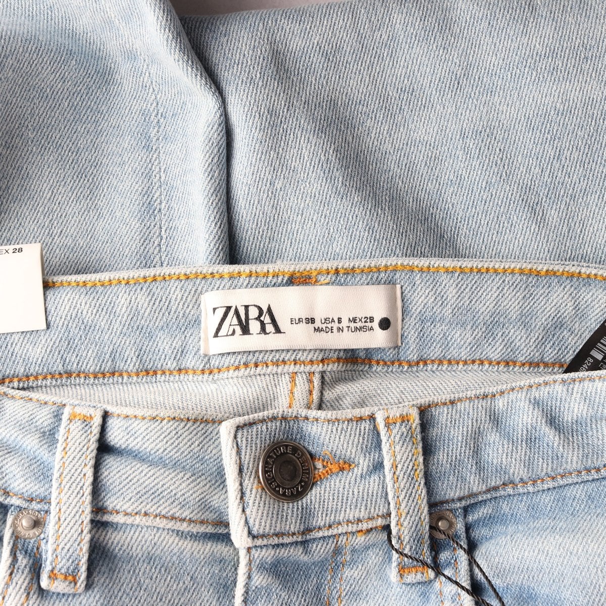 (새상품)ZARA 자라 연청 워싱 컷아웃 슬림 데님 청바지  상세 이미지 6
