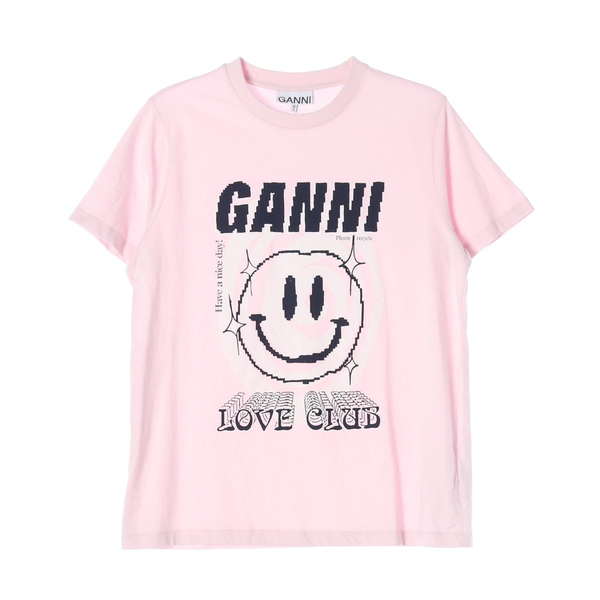 GANNI 가니 핑크 로고 프린팅 반팔 티셔츠 이미지 1
