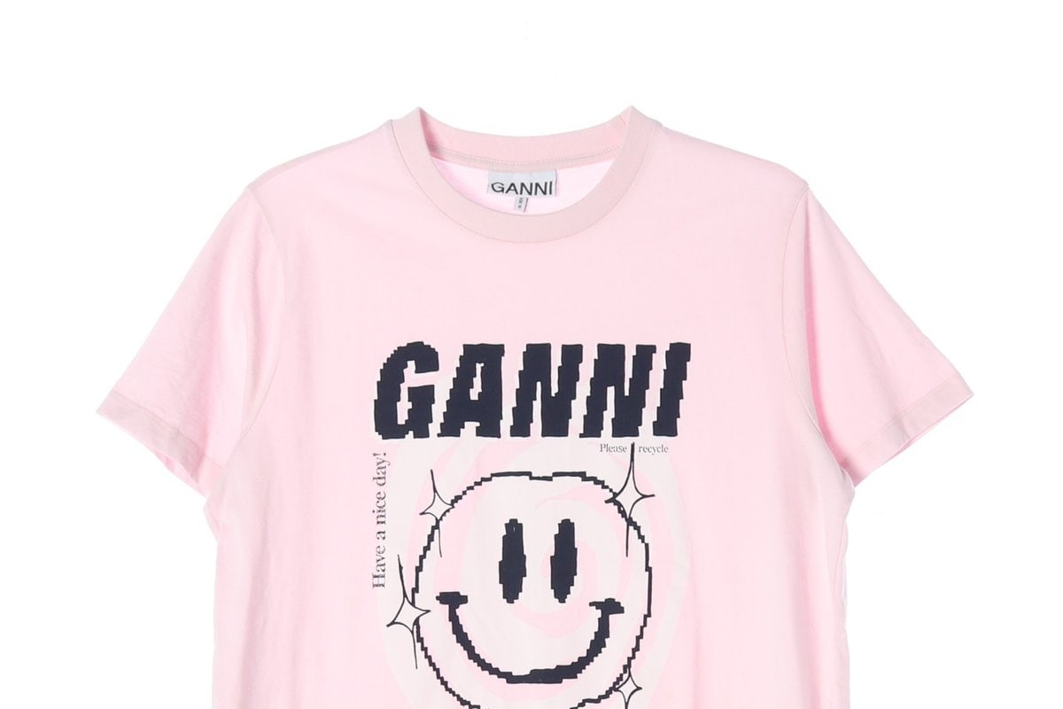 GANNI 가니 핑크 로고 프린팅 반팔 티셔츠 이미지 3