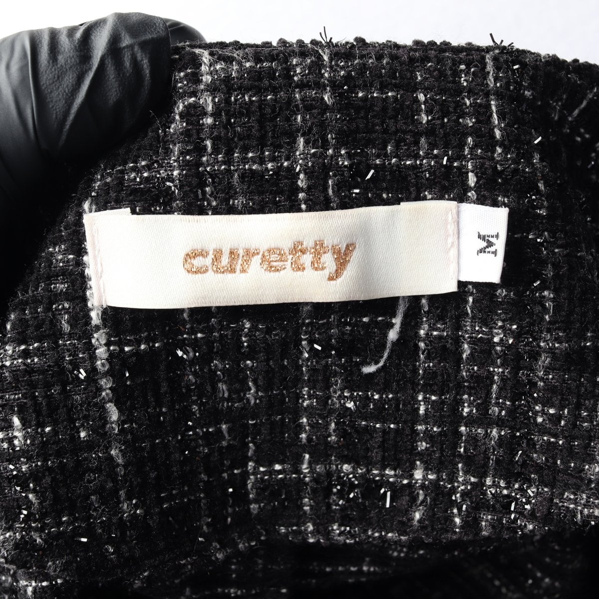 CURETTY 큐리티 블랙 아웃포켓 반팔 크롭 트위드 자켓 재킷 상세 이미지 5