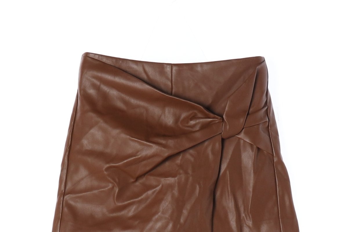 ZARA 자라 브라운 레더 가죽 치마 바지 반바지 쇼츠 스코트 상세 이미지 3