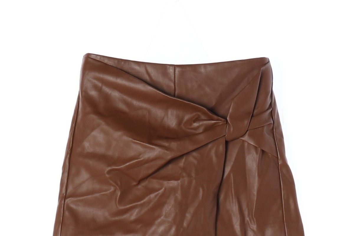ZARA 자라 브라운 레더 가죽 치마 바지 반바지 쇼츠 스코트 이미지 3