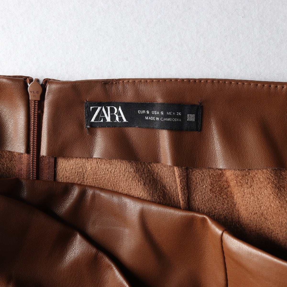 ZARA 자라 브라운 레더 가죽 치마 바지 반바지 쇼츠 스코트 상세 이미지 5