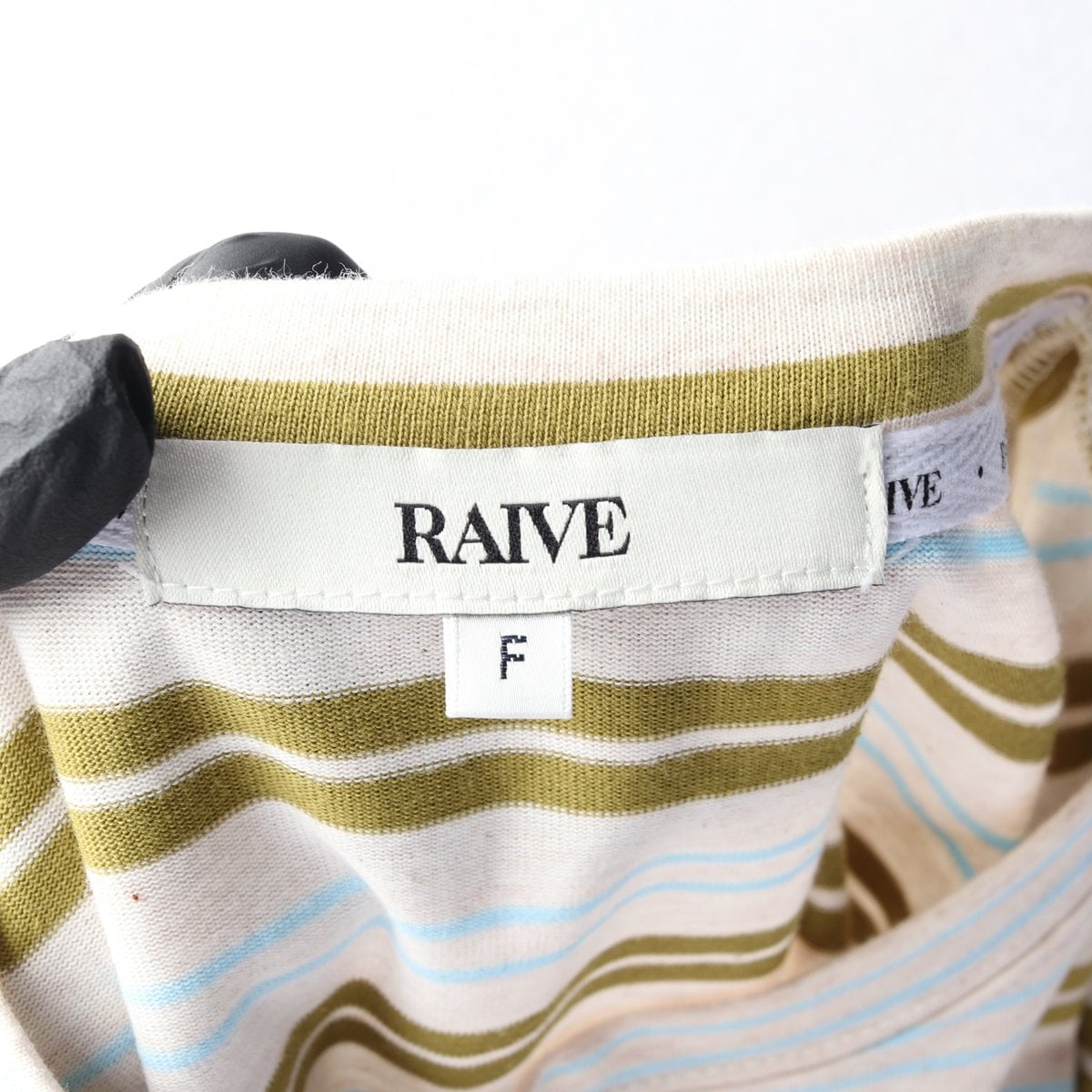 RAIVE 레이브 25SS 올리브 스트라이프 오버핏 반팔 티셔츠 F 이미지 5