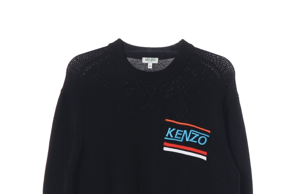 KENZO 겐조 블랙 로고 자수 루즈핏 니트스웨터 M 이미지 3
