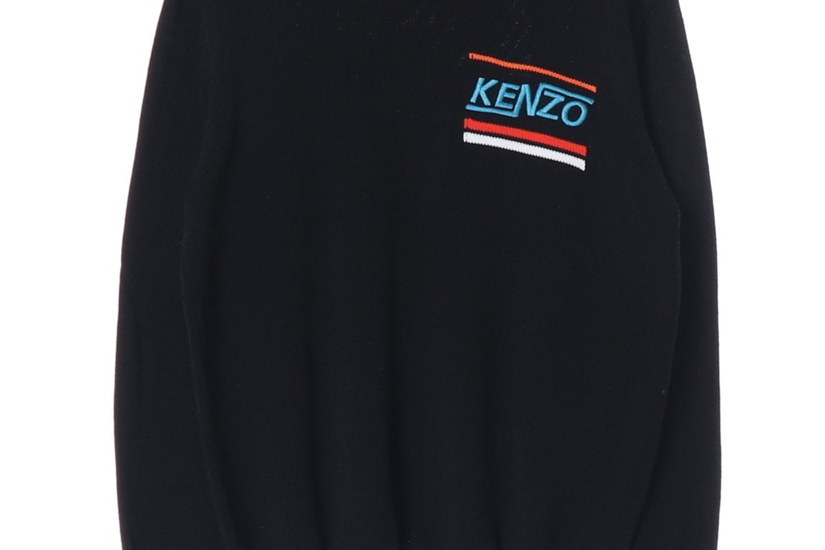 KENZO 겐조 블랙 로고 자수 루즈핏 니트스웨터 M 이미지 4