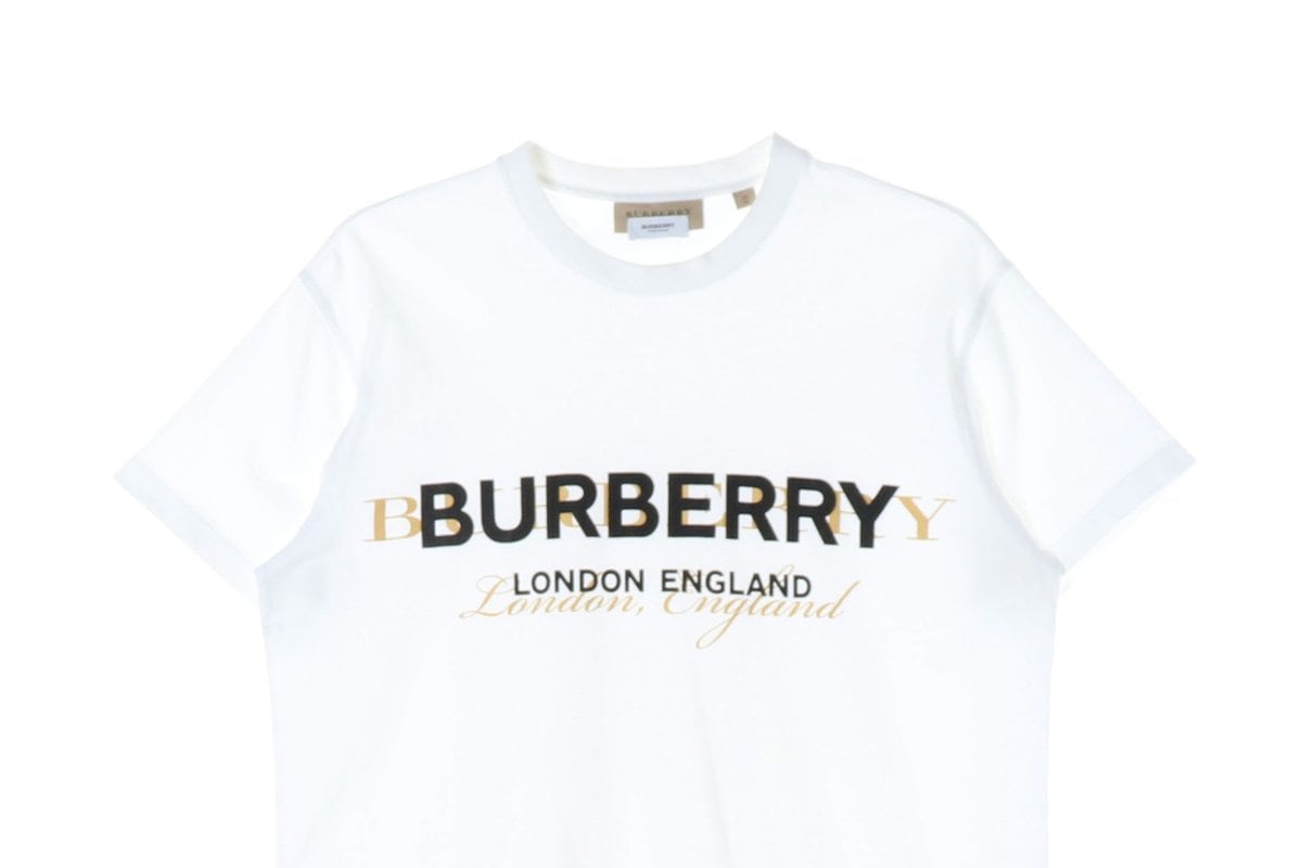 BURBERRY 버버리 화이트 더블 로고 프린팅 반팔 크루넥 티셔츠  XS 상세 이미지 3
