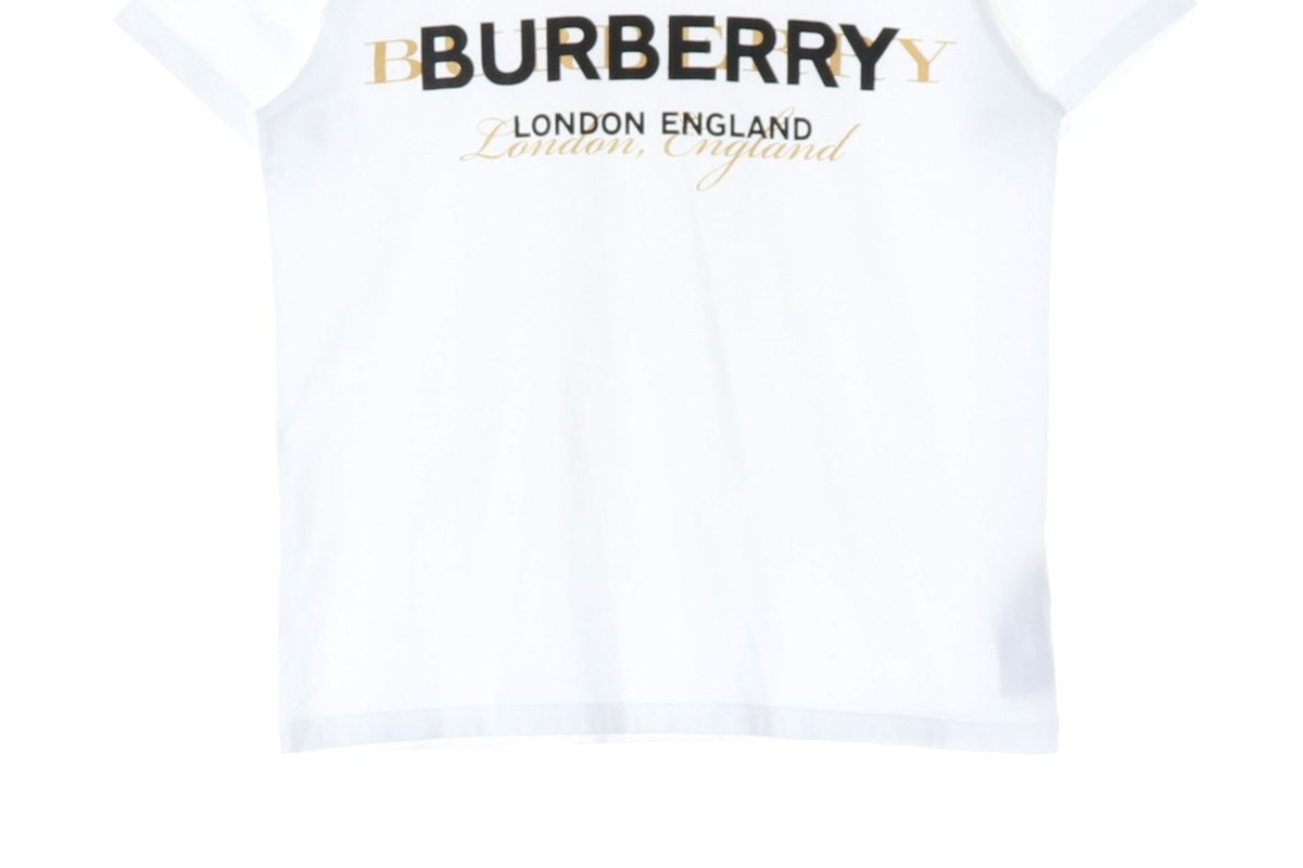 BURBERRY 버버리 화이트 더블 로고 프린팅 반팔 크루넥 티셔츠  XS 이미지 4