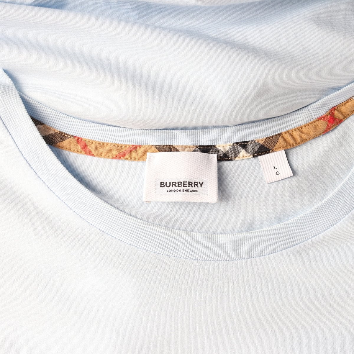 BURBERRY 버버리 스카이블루 로고 자수 반팔 크루넥 티셔츠 L 상세 이미지 5