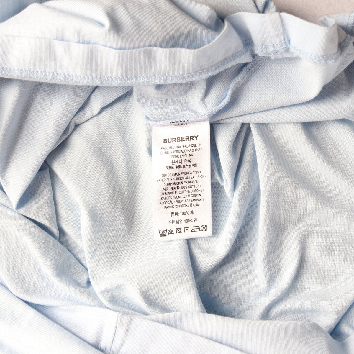 BURBERRY 버버리 스카이블루 로고 자수 반팔 크루넥 티셔츠 L 이미지 6
