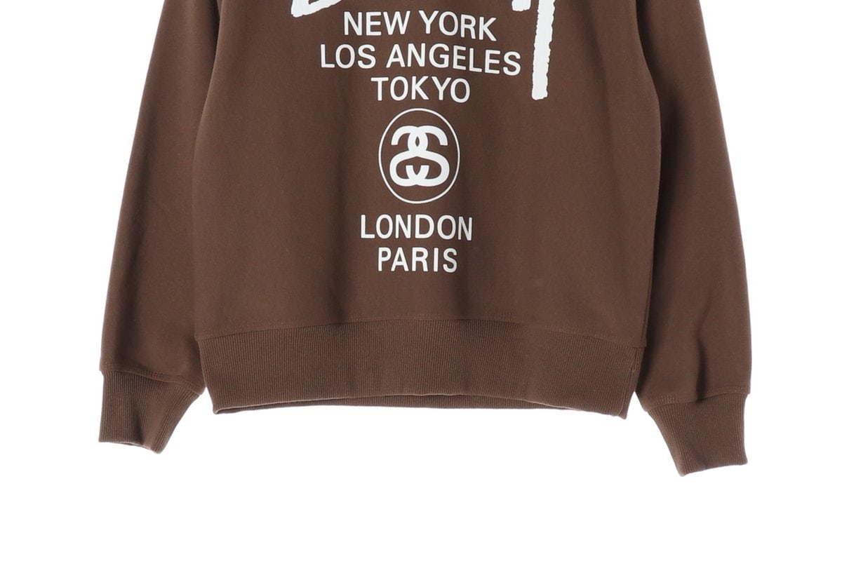 STUSSY 스투시 커피 브라운 월드투어 맨투맨 기모 스웨트셔츠 S 이미지 4