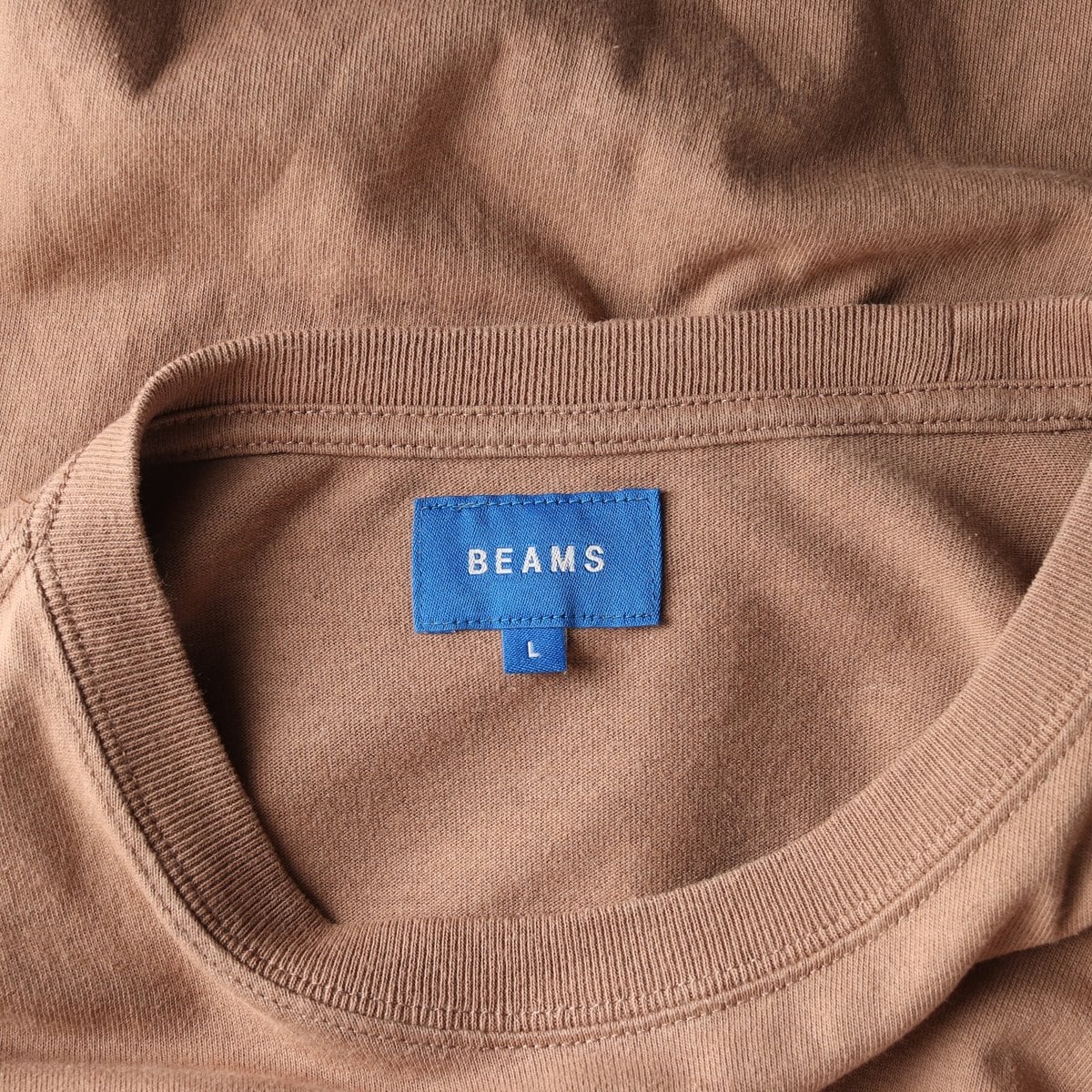 BEAMS 빔즈 토프 베이지 로고 오버핏 긴팔 티셔츠 L 상세 이미지 5