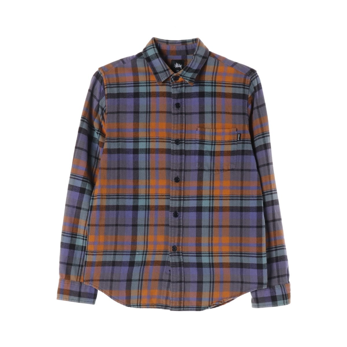 STUSSY 스투시 퍼플 블루 오렌지 체크 FW 긴팔 셔츠 가을 겨울 S
 상세 이미지 1