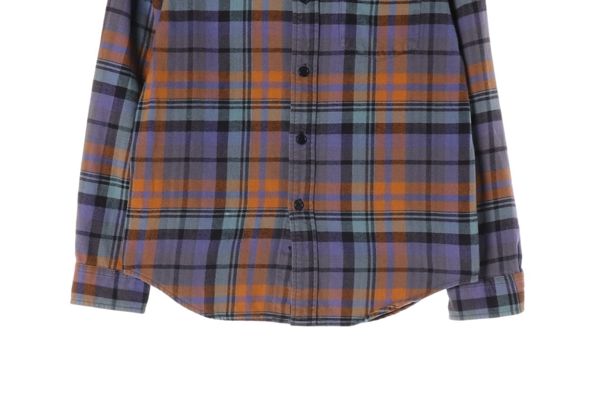 STUSSY 스투시 퍼플 블루 오렌지 체크 FW 긴팔 셔츠 가을 겨울 S
 상세 이미지 4