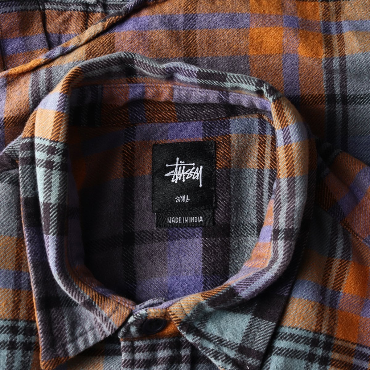 STUSSY 스투시 퍼플 블루 오렌지 체크 FW 긴팔 셔츠 가을 겨울 S
 상세 이미지 5