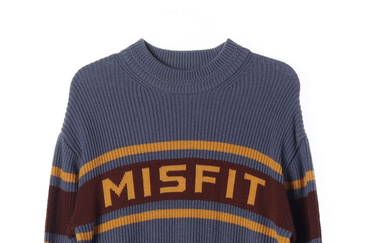 스컬프터 블루 미스핏 MISFIT 니트 오버핏 스웨터 상세 이미지 3