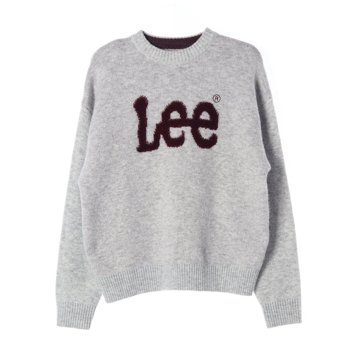 LEE 리 23FW 그레이 버건디 로고 울블렌드 오버핏 니트 스웨터 M 상세 이미지 1