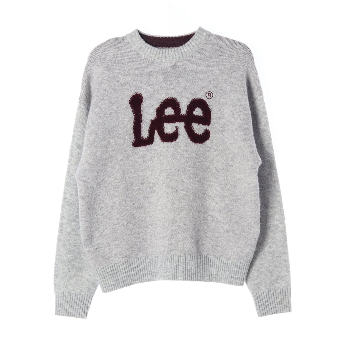 LEE 리 23FW 그레이 버건디 로고 울블렌드 오버핏 니트 스웨터 M 이미지 1