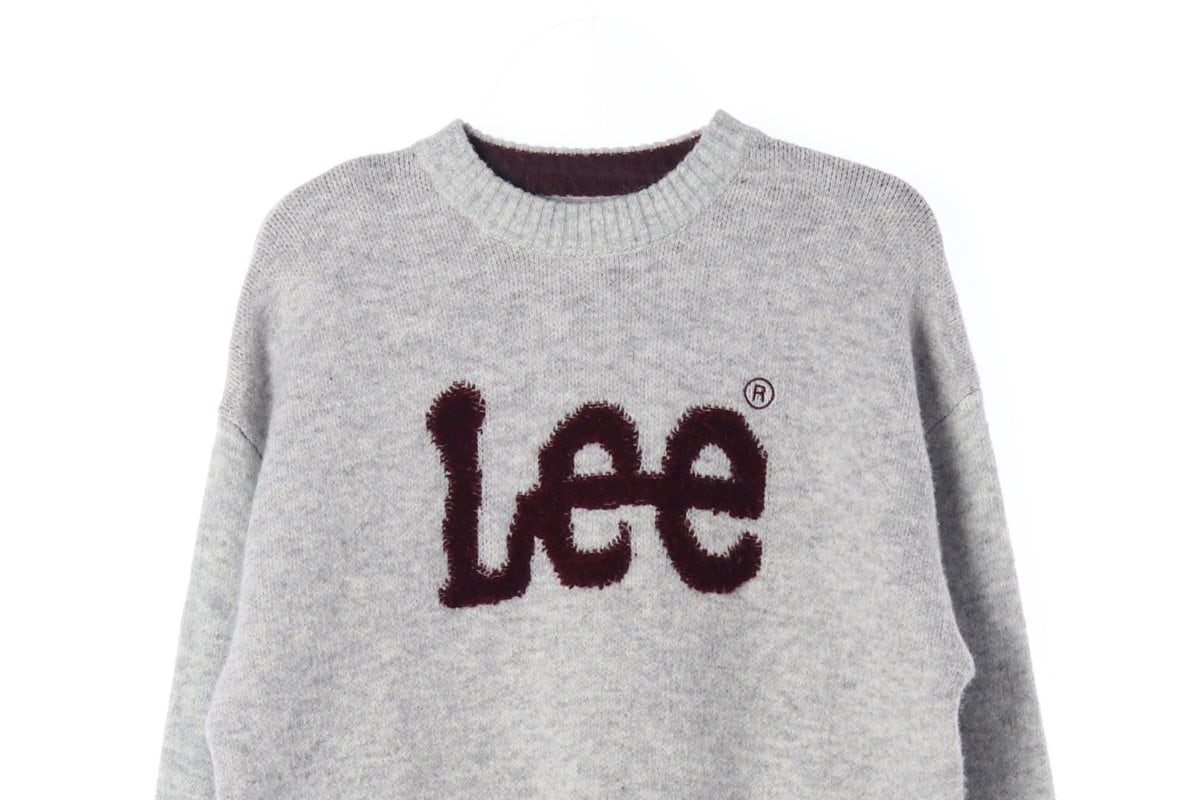 LEE 리 23FW 그레이 버건디 로고 울블렌드 오버핏 니트 스웨터 M 상세 이미지 3