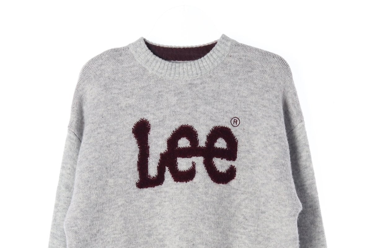 LEE 리 23FW 그레이 버건디 로고 울블렌드 오버핏 니트 스웨터 M 이미지 3