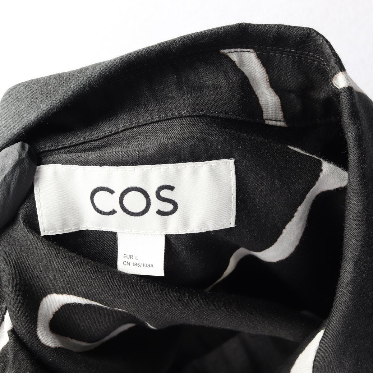 COS 코스 린넨 블랙 패턴 남성 반팔 셔츠 L 이미지 5