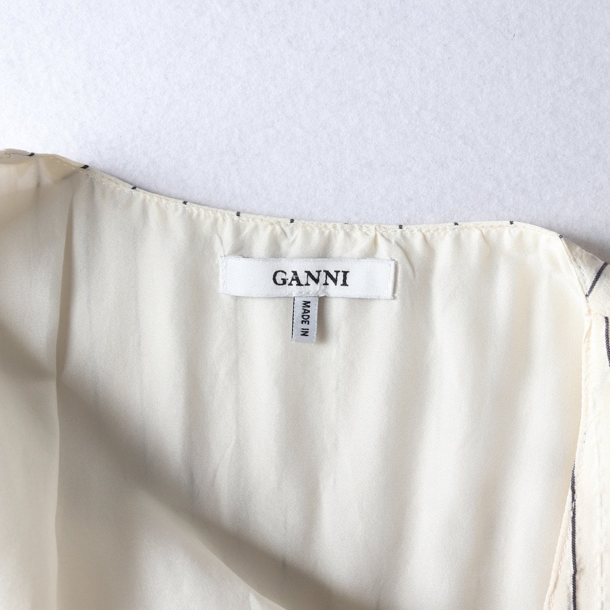 GANNI 가니 실크 윌키 반팔 스트라이프 랩 롱 드레스 원피스 상세 이미지 6