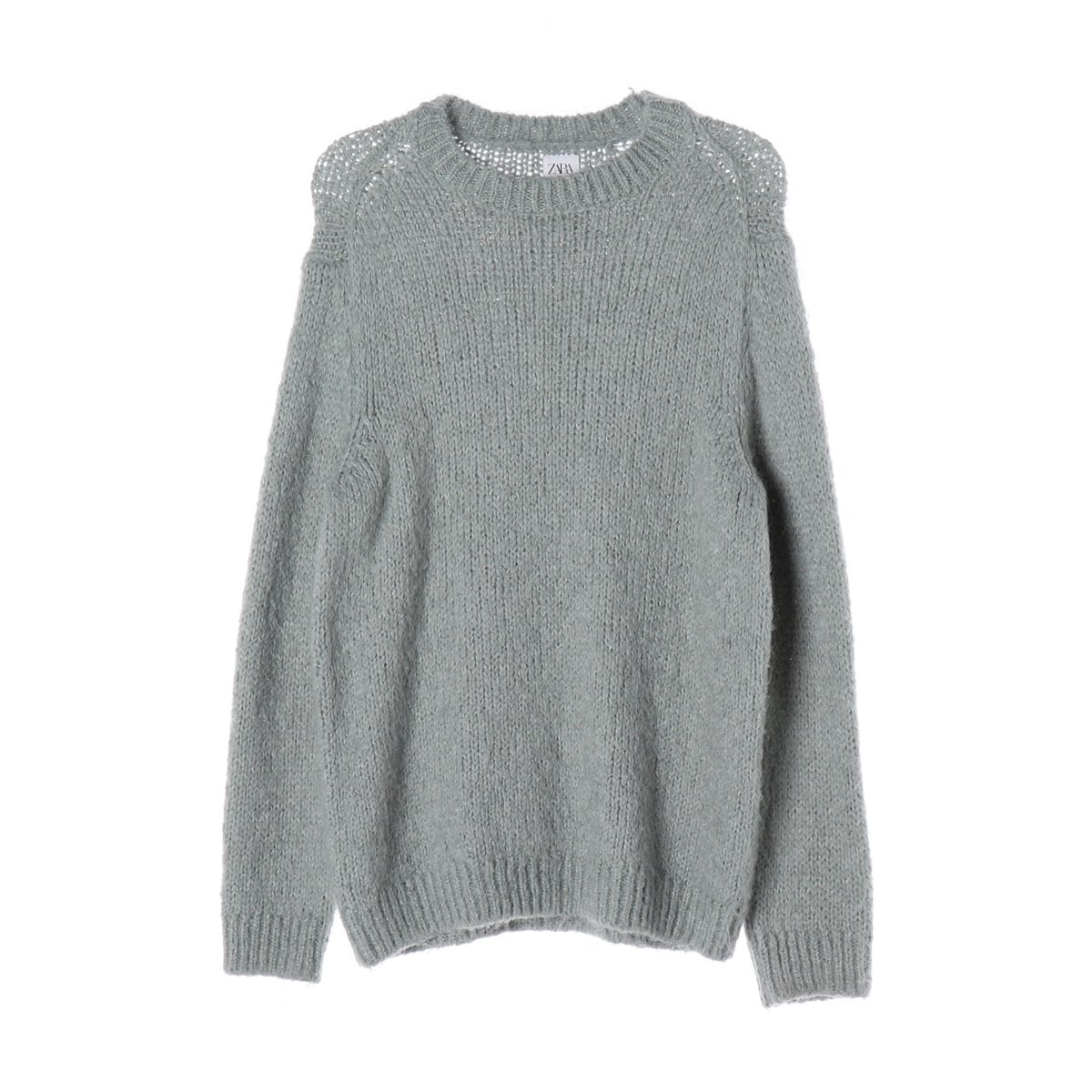 ZARA 자라 민트 루즈핏 라운드 울블렌드 니트 스웨터 L 이미지 1