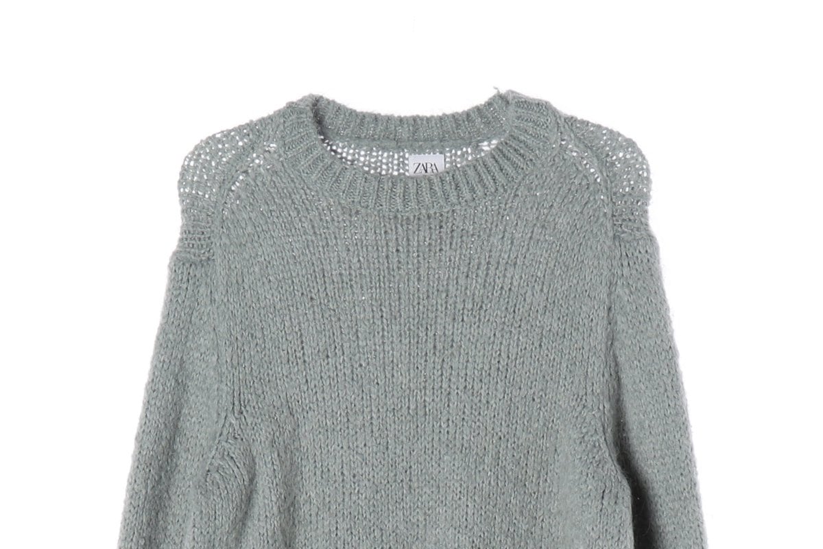 ZARA 자라 민트 루즈핏 라운드 울블렌드 니트 스웨터 L 상세 이미지 3