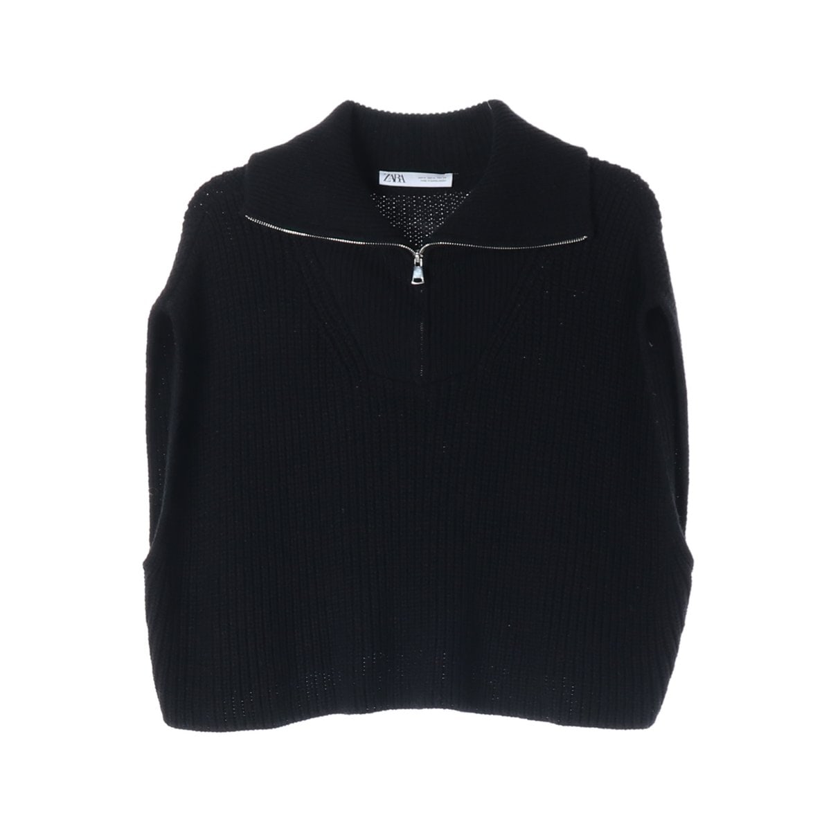 ZARA 자라 블랙 오버핏 하프집업 민소매 니트 스웨터 조끼 M 이미지 1